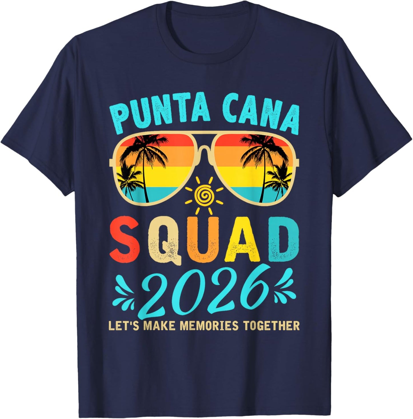 Punta Cana Squad 2026 Funny Groovy Reunion Friends Trip T-Shirt - T-Shirt | Navy