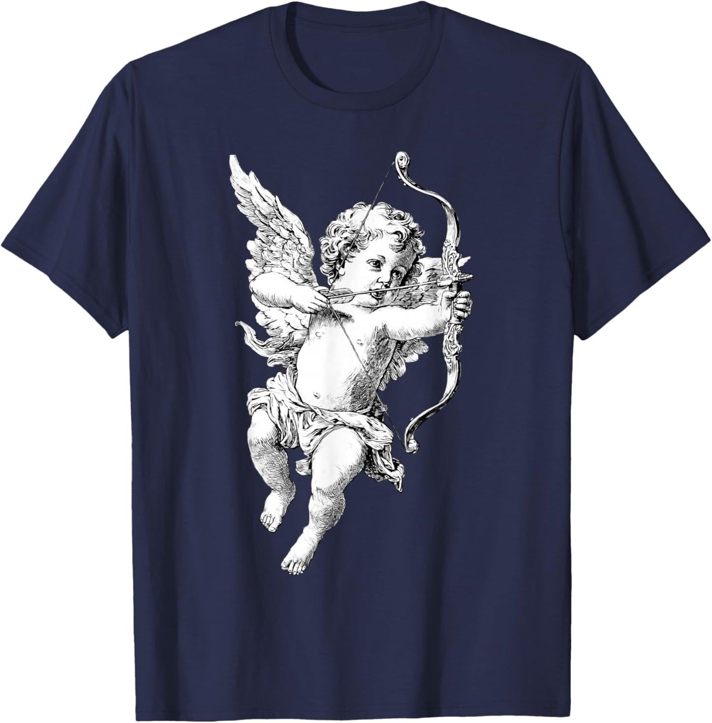 Retro Cherub Angel Cupid Vintage Aesthetic Valentine Day T-Shirt - T-Shirt | Navy