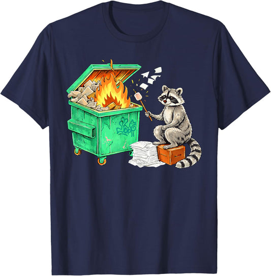 Made it to May Teacher, Raccoon Dumpster Fire end of Year T-Shirt - T-Shirt | Navy