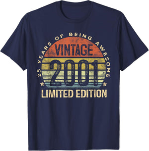 Vintage 2001 Limited Edition 25-Year-Old 25th Birthday T-Shirt - T-Shirt | Navy