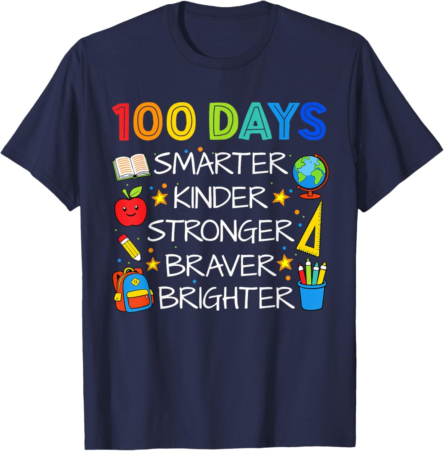 Happy 100 Days of School Boys Girls Kids 100th Day of School T-Shirt - T-Shirt | Navy