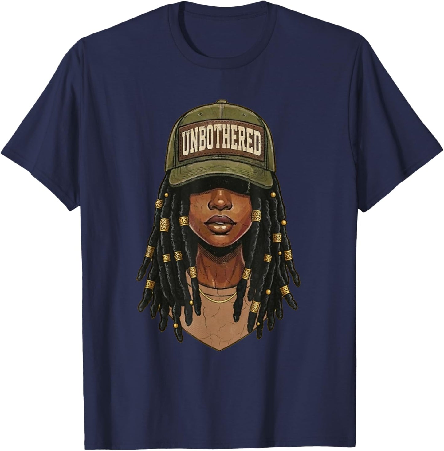 Retro Unbothered Black Women Camo, Black History Month Women T-Shirt - T-Shirt | Navy