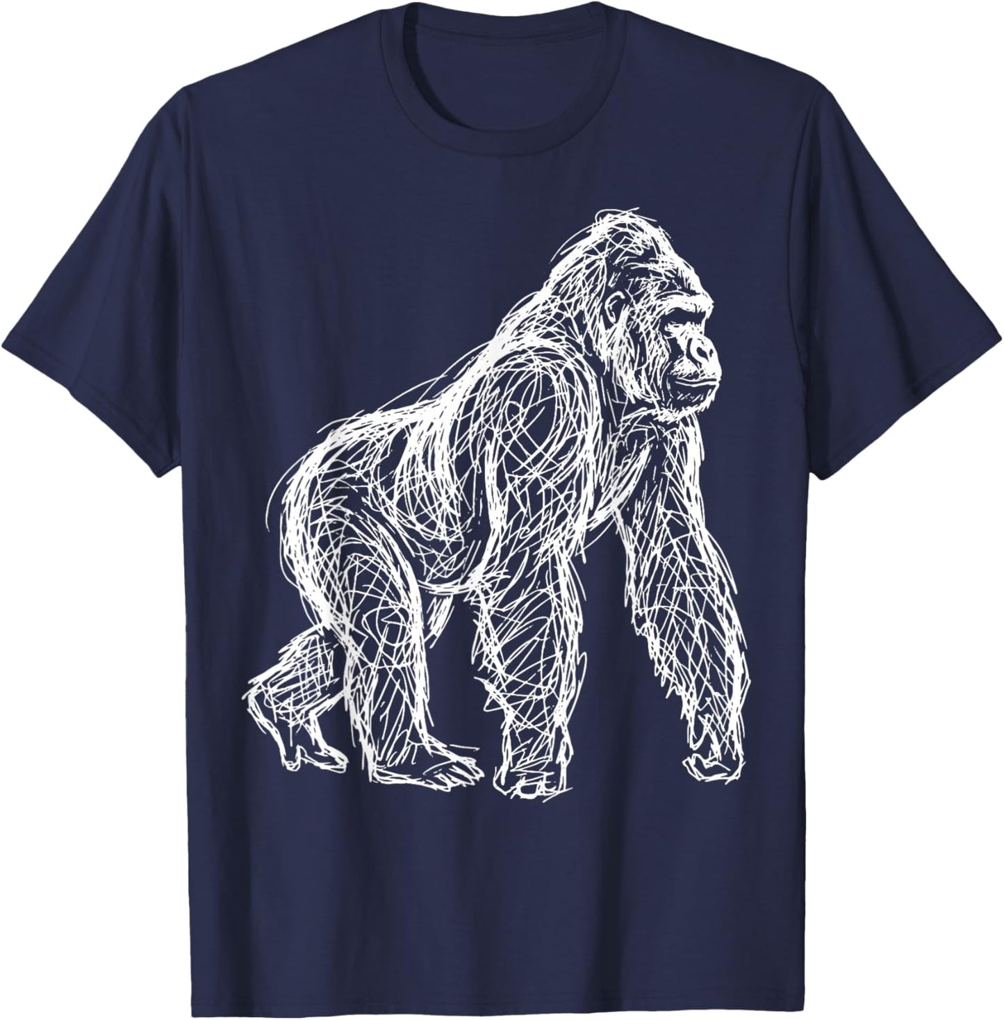 Gorilla Line Art T-Shirt - T-Shirt | Navy