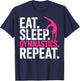 Funny Girl Gymnast Eat Sleep Rhythmic Gymnastics Repeat T-Shirt - T-Shirt | Navy