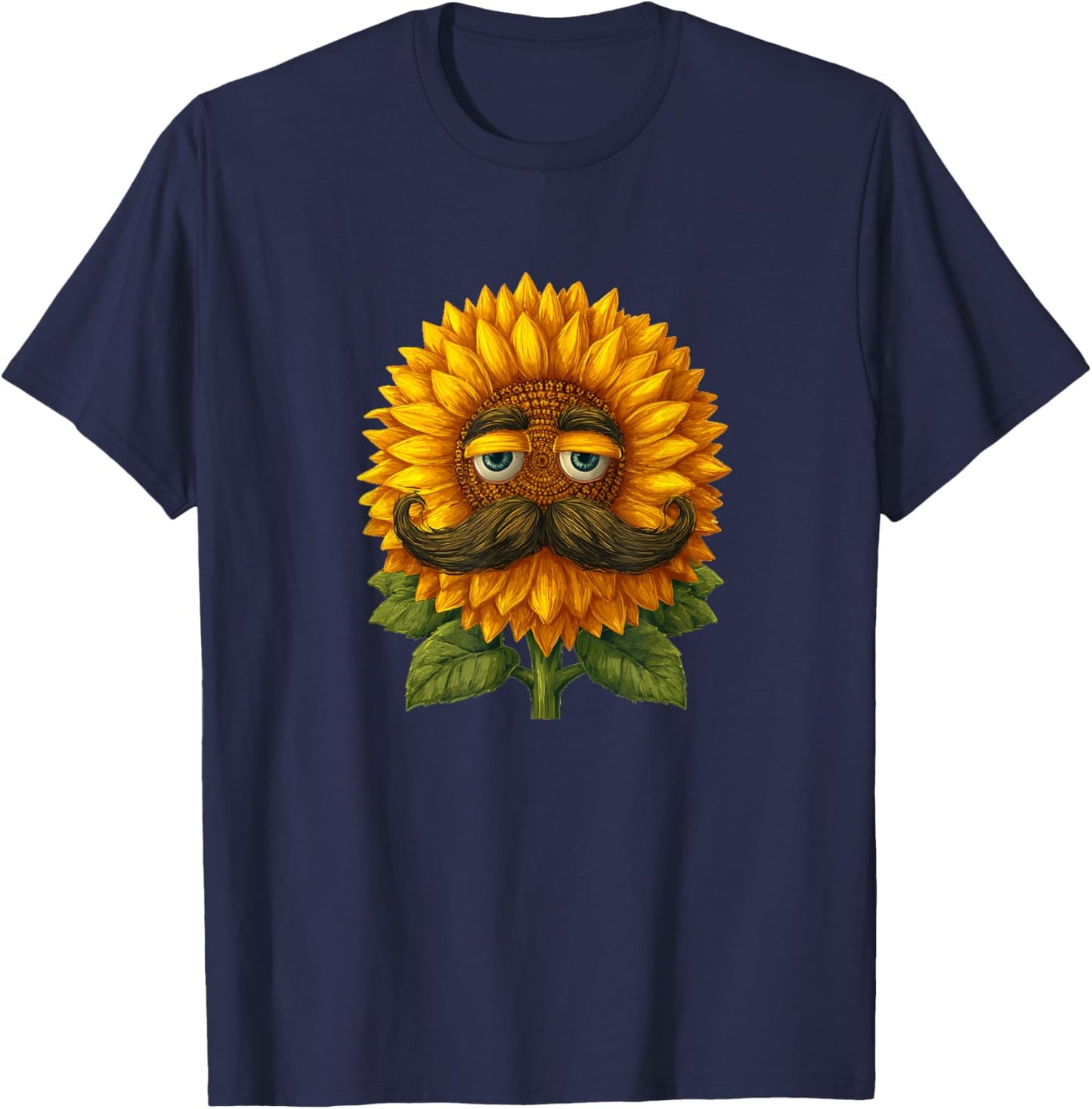 Handsome Mustache Sunflower Face Costume T-Shirt - T-Shirt | Navy