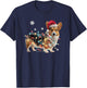 Funny Corgi Dog Santa Merry Christmas Lights T-Shirt - T-Shirt | Navy