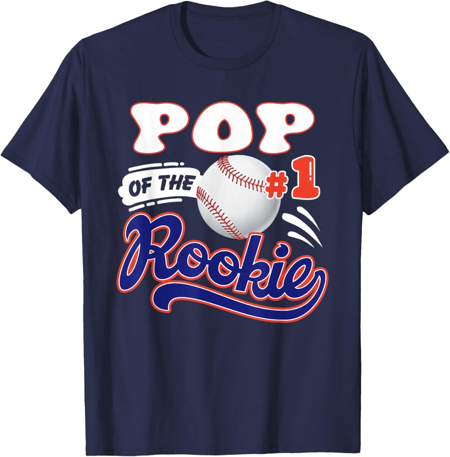 Pop Rookie of Year 1st Birthday Baseball Theme Matching T-Shirt - T-Shirt | Navy