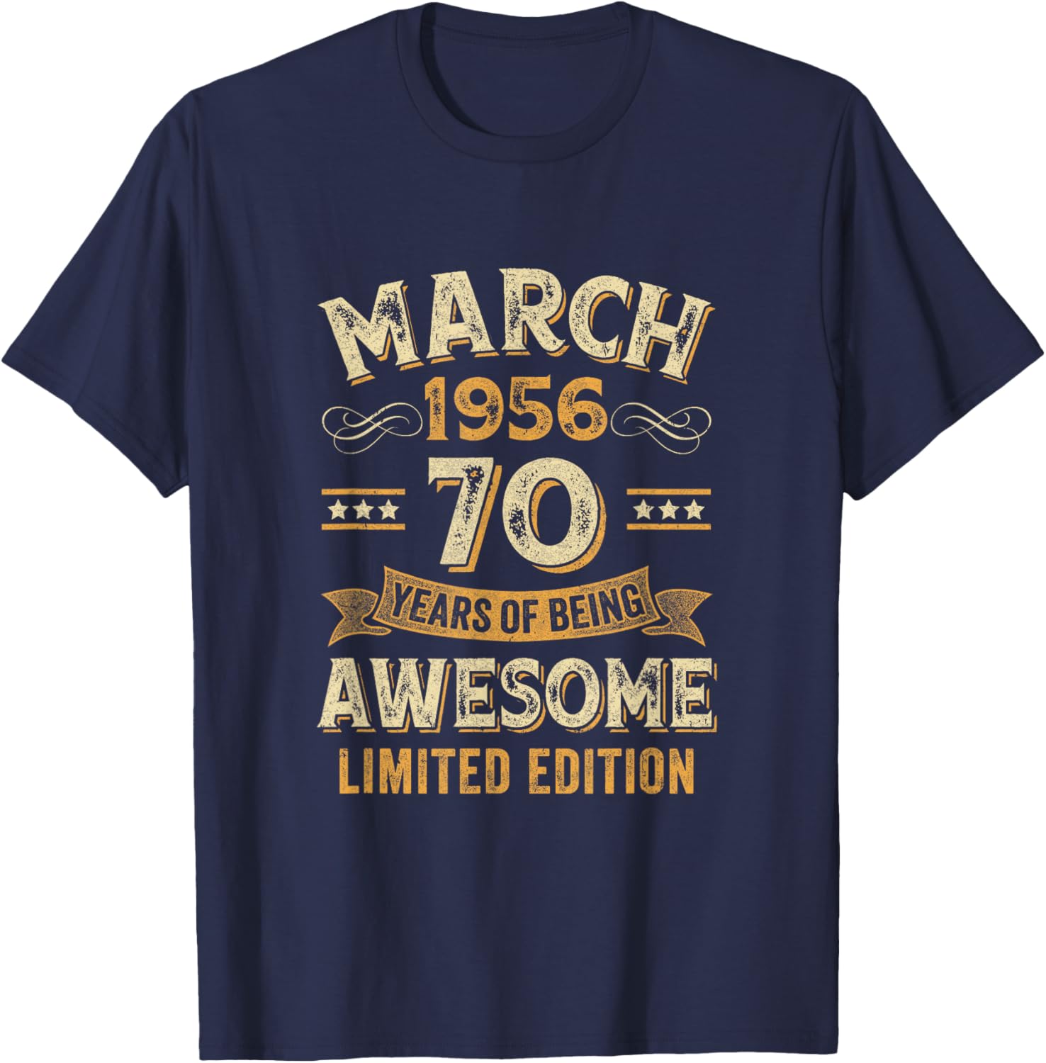Awesome Vintage March 1956 70Th Birthday T-Shirt - T-Shirt | Navy
