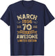 Awesome Vintage March 1956 70Th Birthday T-Shirt - T-Shirt | Navy