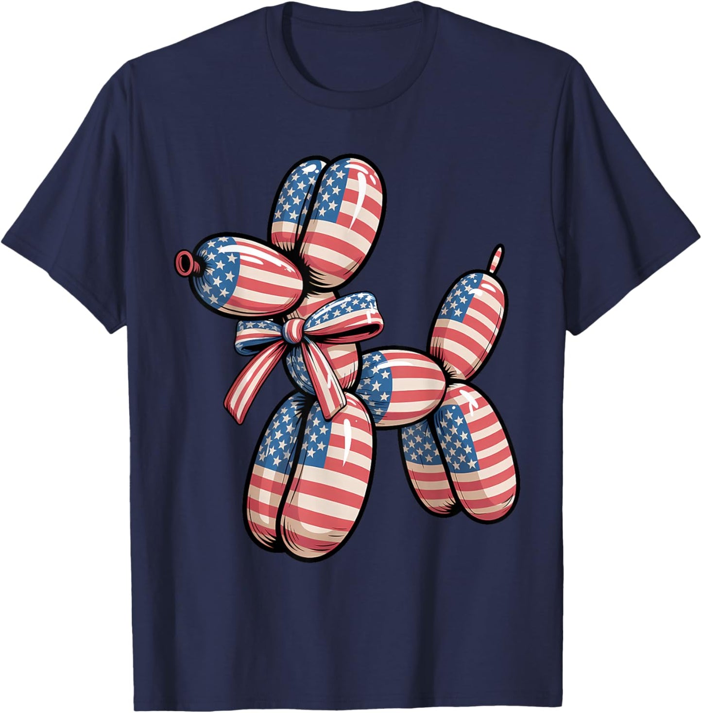 Balloon Dog Balloon Twisting 4th of July American Flag T-Shirt - T-Shirt | Navy