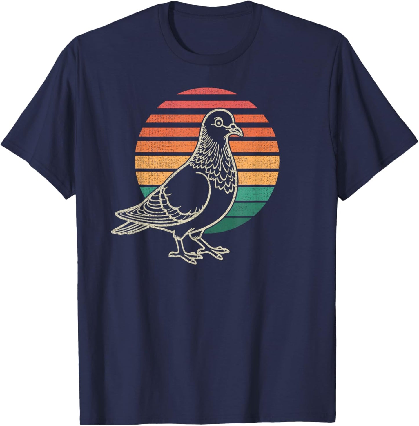 Pigeon Lover Bird Animal Retro 70s T-Shirt - T-Shirt | Navy