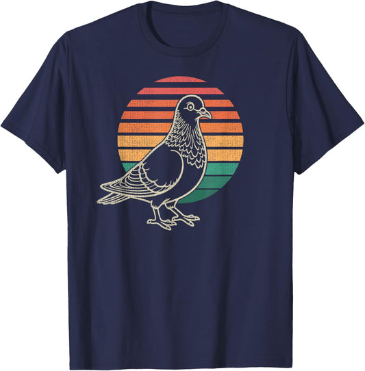 Pigeon Lover Bird Animal Retro 70s T-Shirt - T-Shirt | Navy