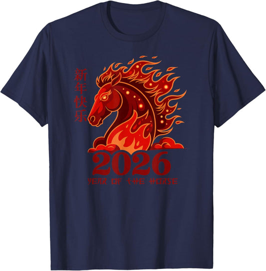 Year of The Horse Lunar Chinese New Year Fire Horse T-Shirt - T-Shirt | Navy