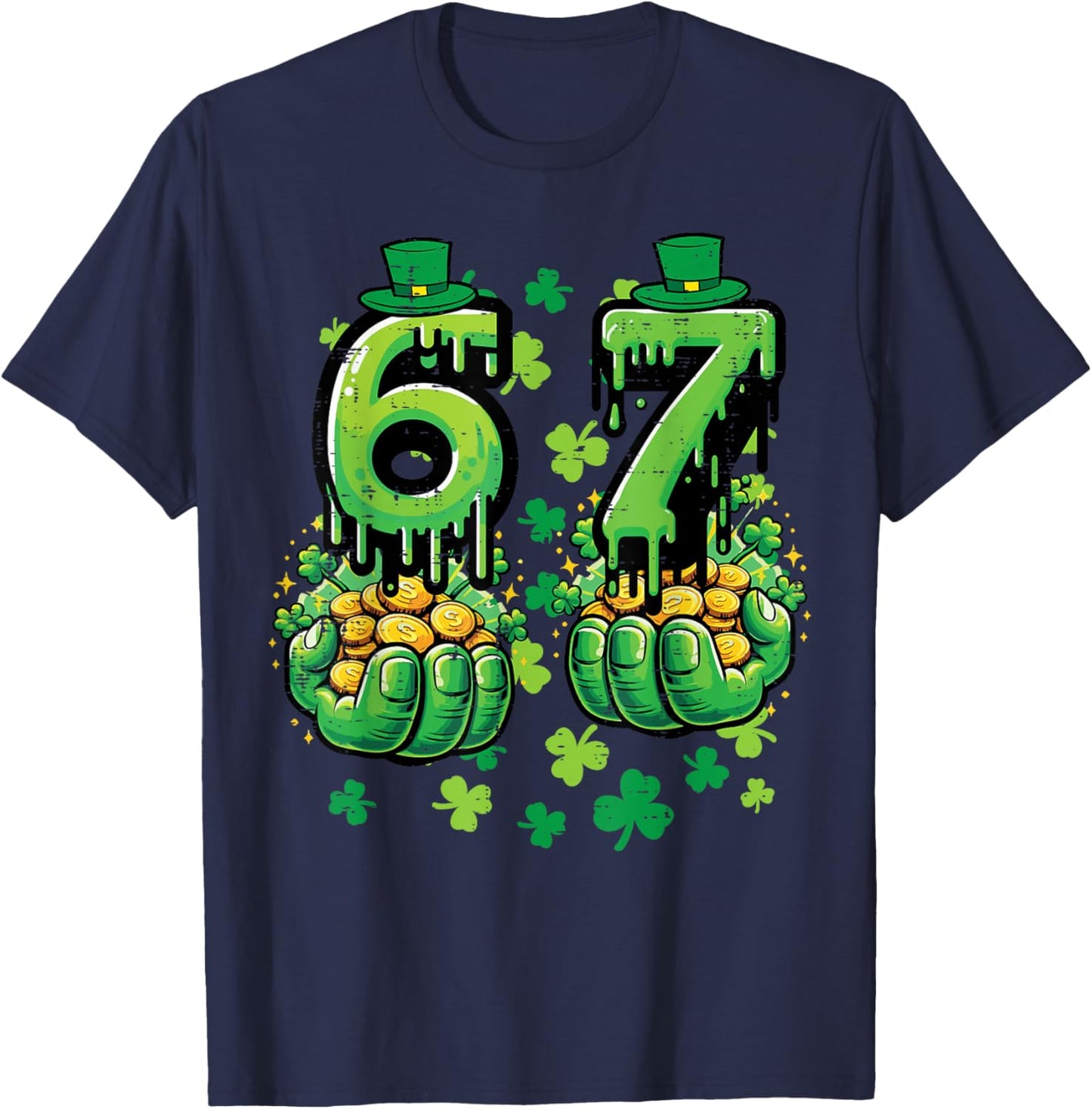 6 7 St Patricks Day 67 Six Seven Meme Teacher Boy Kids Youth T-Shirt - T-Shirt | Navy