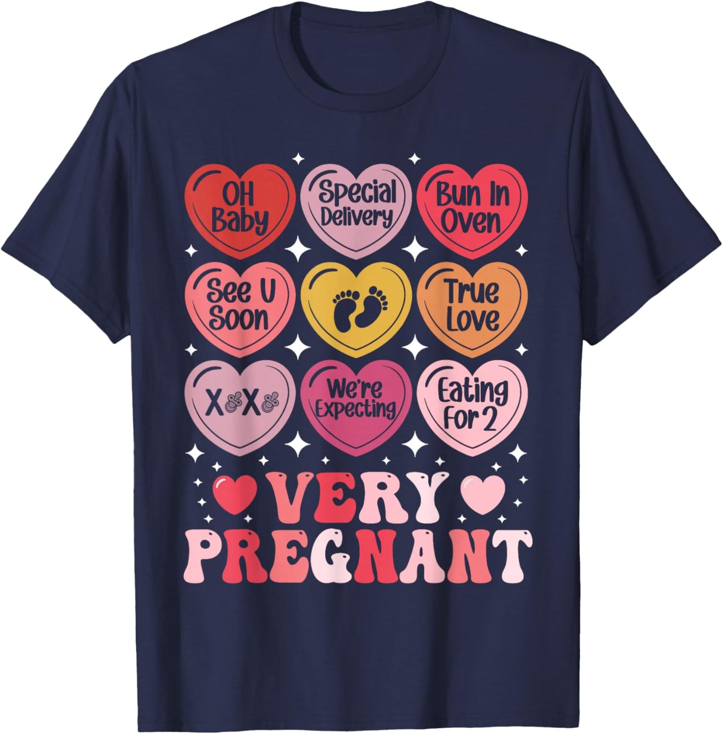 Pregnancy Announcement Valentine's Day Very Pregnant Heart T-Shirt - T-Shirt | Navy