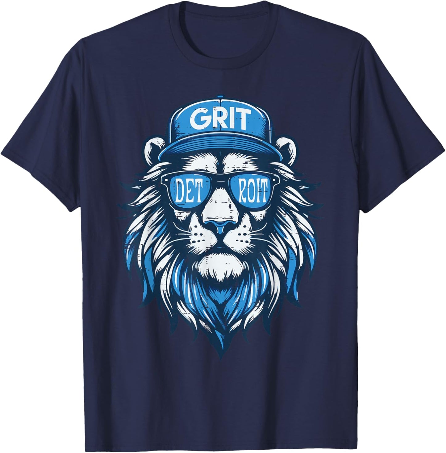 Lion Sunglasses Men Women Kids Boys Girls Youth Teen T-Shirt - T-Shirt | Navy