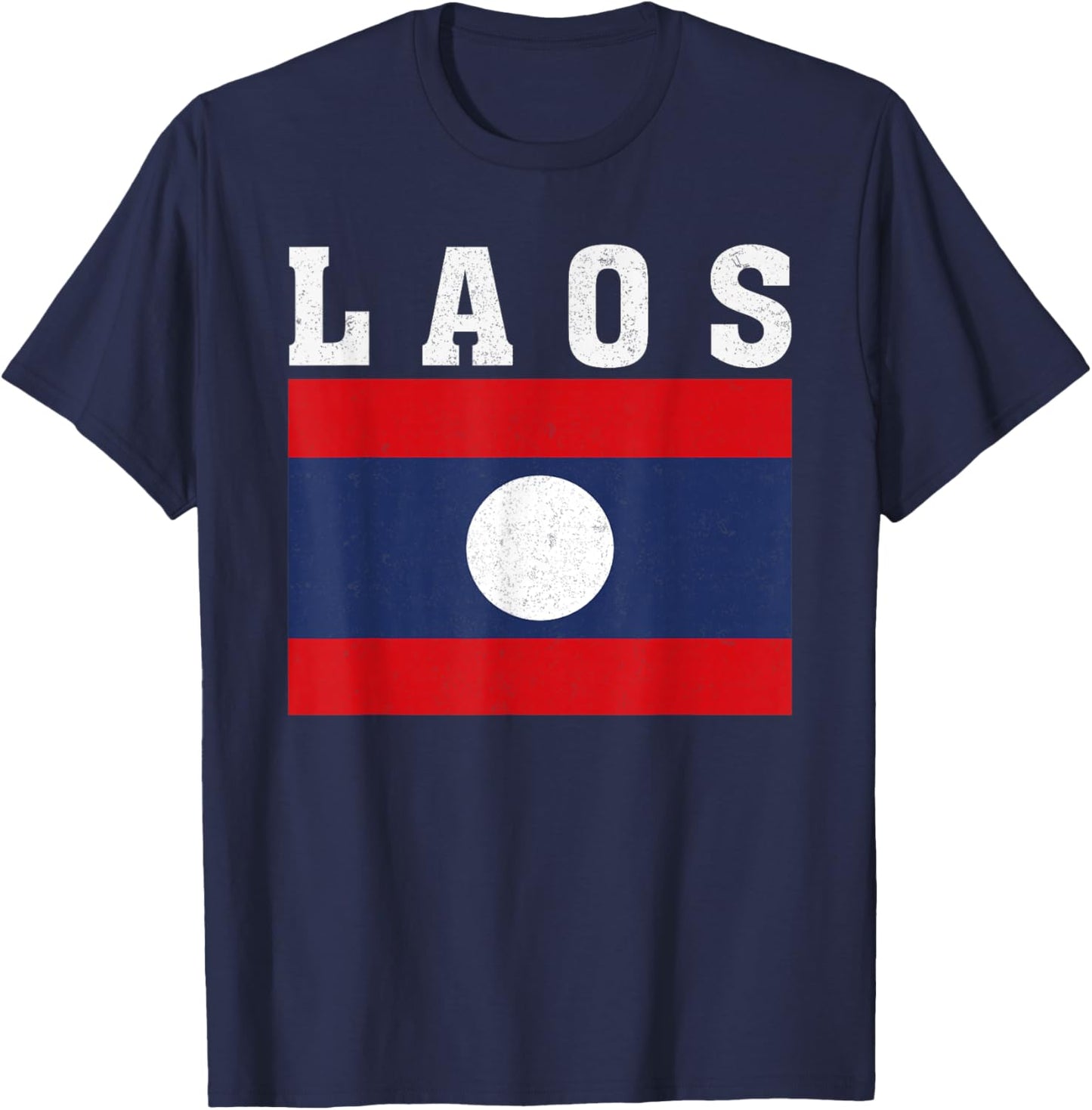 Laos Flag Patriotic National Roots Souvenir T-Shirt - T-Shirt | Navy