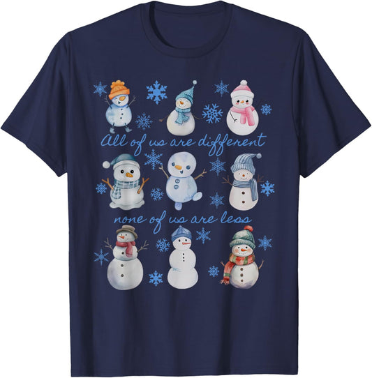 Winter Snowman Neurodivergent Christmas Autism Inclusion T-Shirt - T-Shirt | Navy