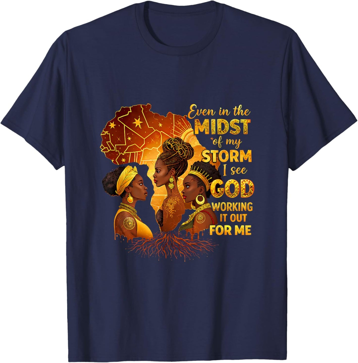 Queen Dope Blessed Afrocentric Melanin Black History Pride T-Shirt - T-Shirt | Navy