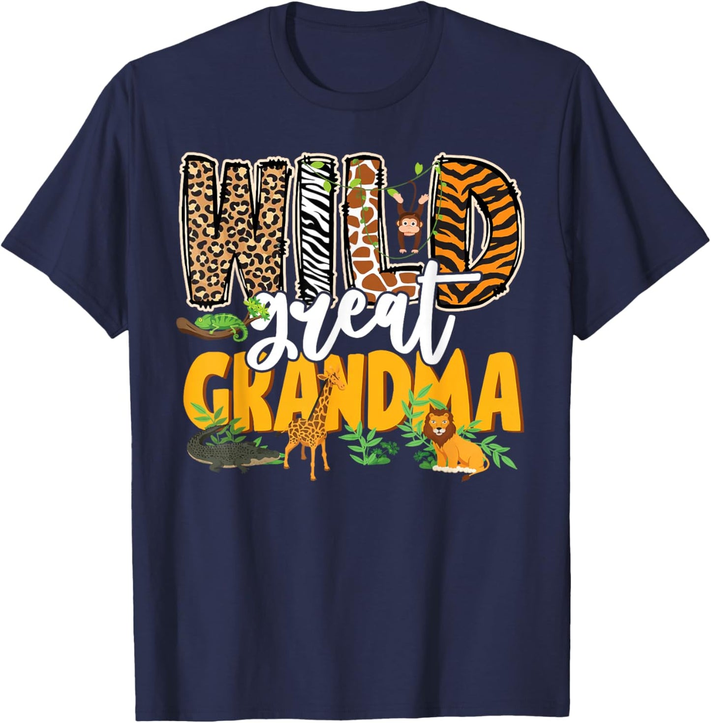 Wild Great Grandma Zoo Safari Jungle Animal T-Shirt - T-Shirt | Navy