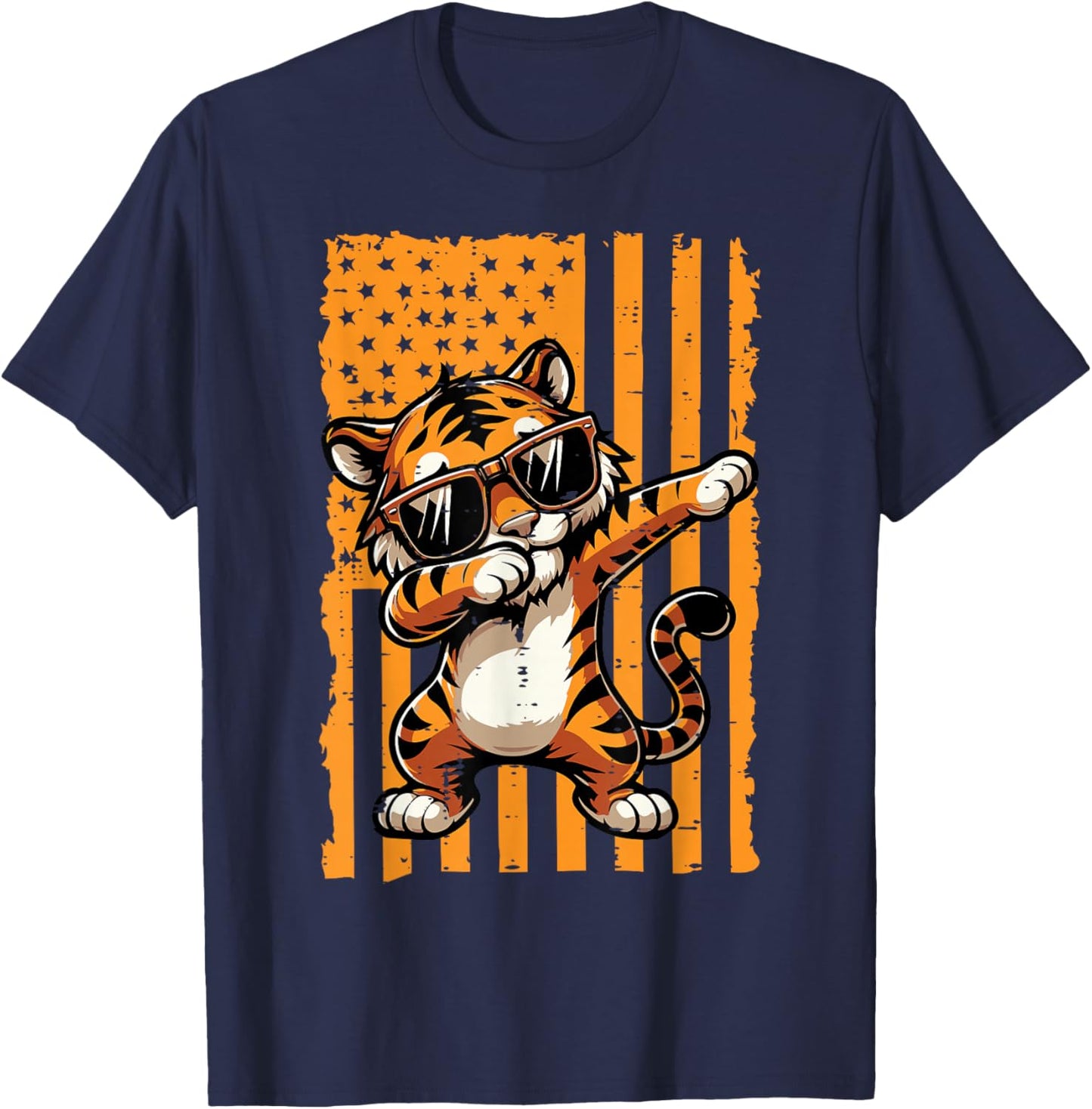 US Flag Dabbing Tiger Dab Boys Youth Teen Kids Men Girls T-Shirt - T-Shirt | Navy