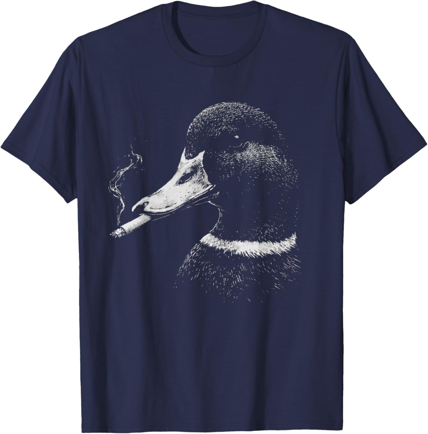 Funny Smoking Duck Hunting Mallard Duck Smoking Cigarette T-Shirt - T-Shirt | Navy