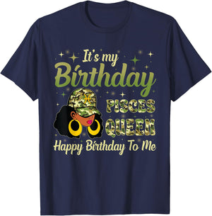 It's My Birthday Pisces Queen Women Girl Zodiac Sign T-Shirt - T-Shirt | Navy