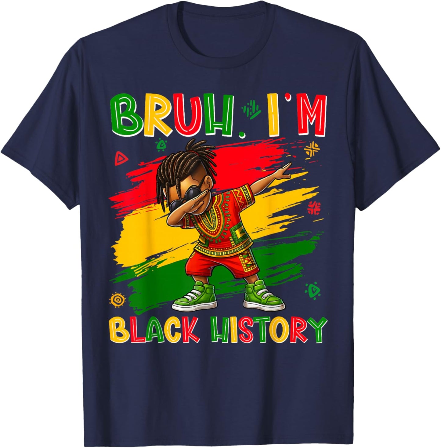 Black History Month I Am Black History Dabbing Afro Men Boy T-Shirt - T-Shirt | Navy