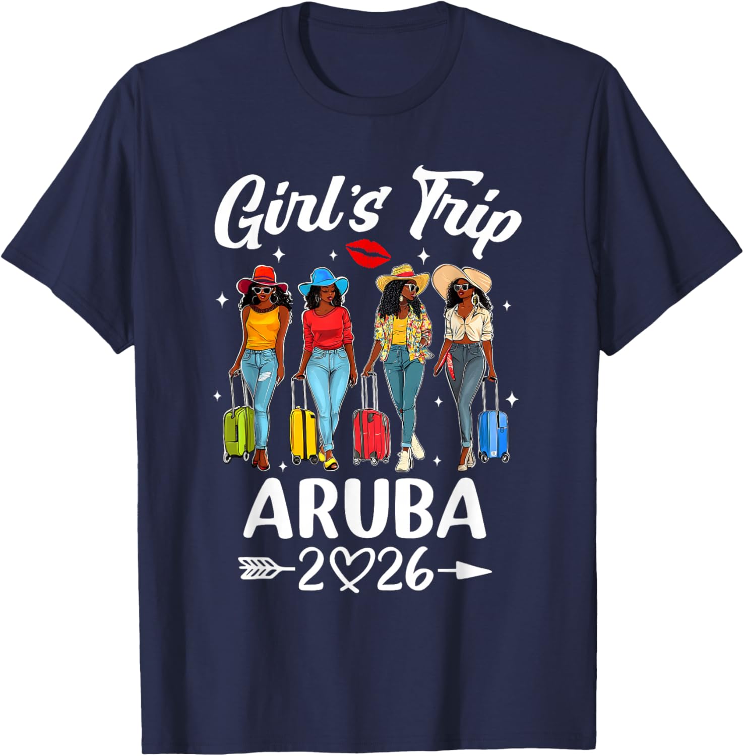 Aruba Girls Trip 2026 Birthday Squad Women Vacation T-Shirt - T-Shirt | Navy