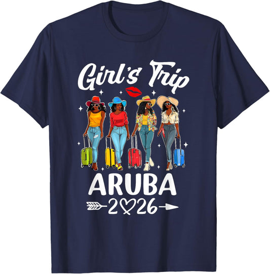 Aruba Girls Trip 2026 Birthday Squad Women Vacation T-Shirt - T-Shirt | Navy