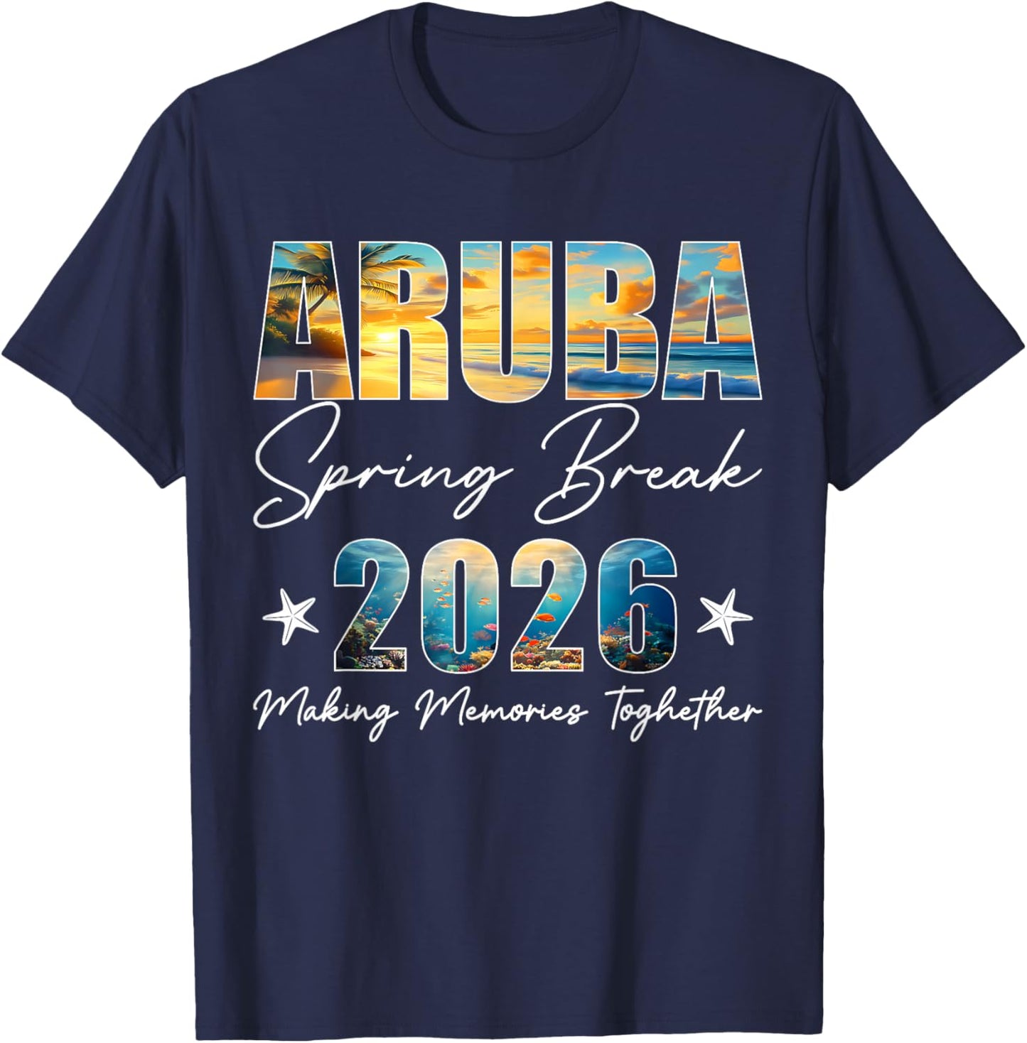 Aruba Spring Break 2026 Matching Family Friends Beach Trip T-Shirt - T-Shirt | Navy