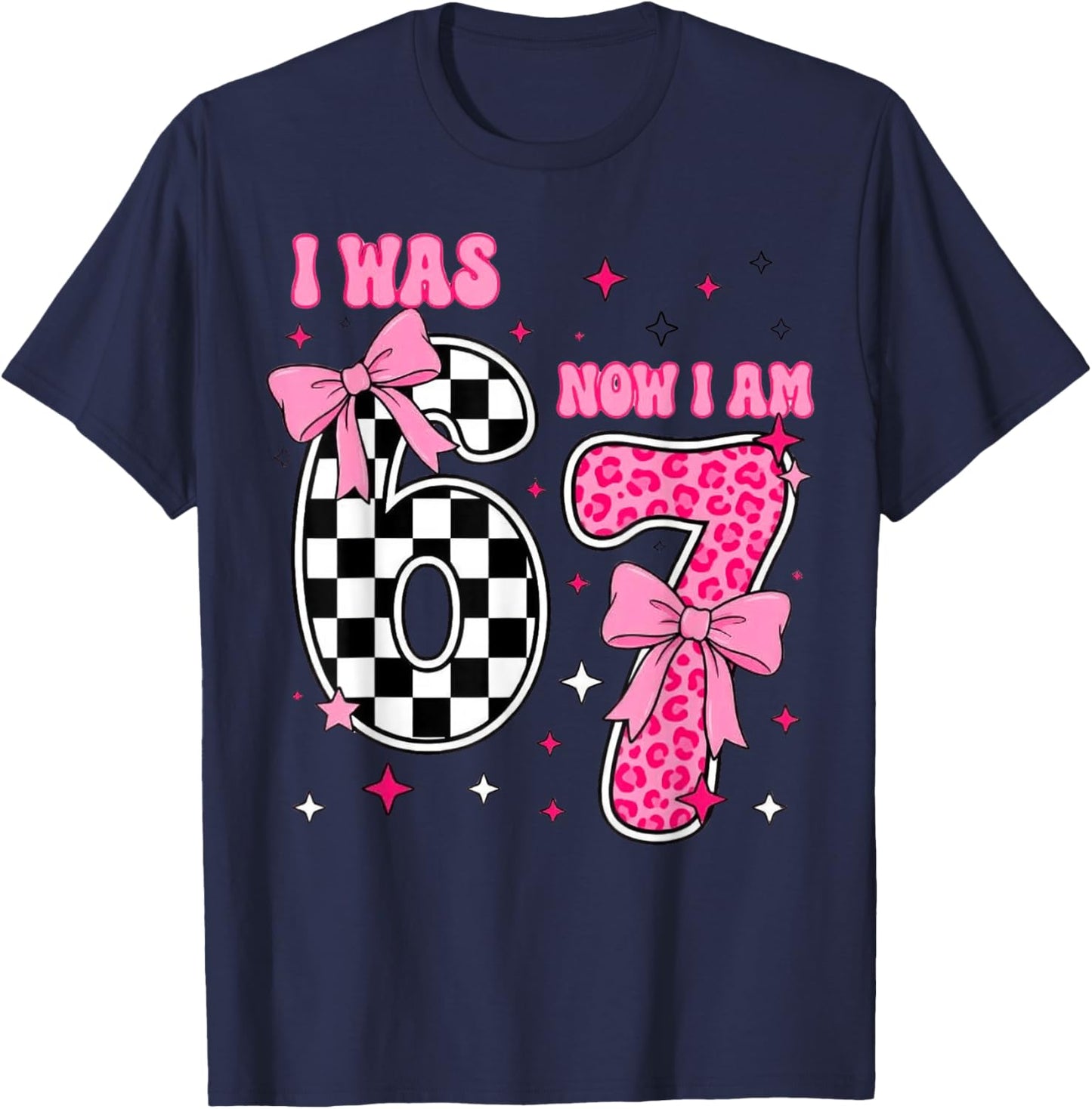 I was 6 Now I Am 7, 7th Birthday T-Shirt - T-Shirt | Navy
