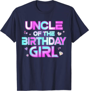Uncle of The Birthday Girl Matching Family Birthday Party T-Shirt - T-Shirt | Navy