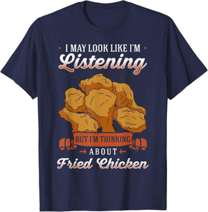 Fried Chicken Marinated Meal Coated Snack Crunchy T-Shirt - T-Shirt | Navy