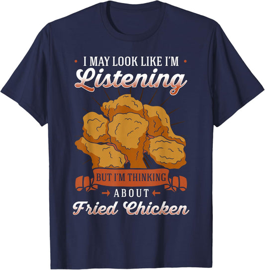 Fried Chicken Marinated Meal Coated Snack Crunchy T-Shirt - T-Shirt | Navy
