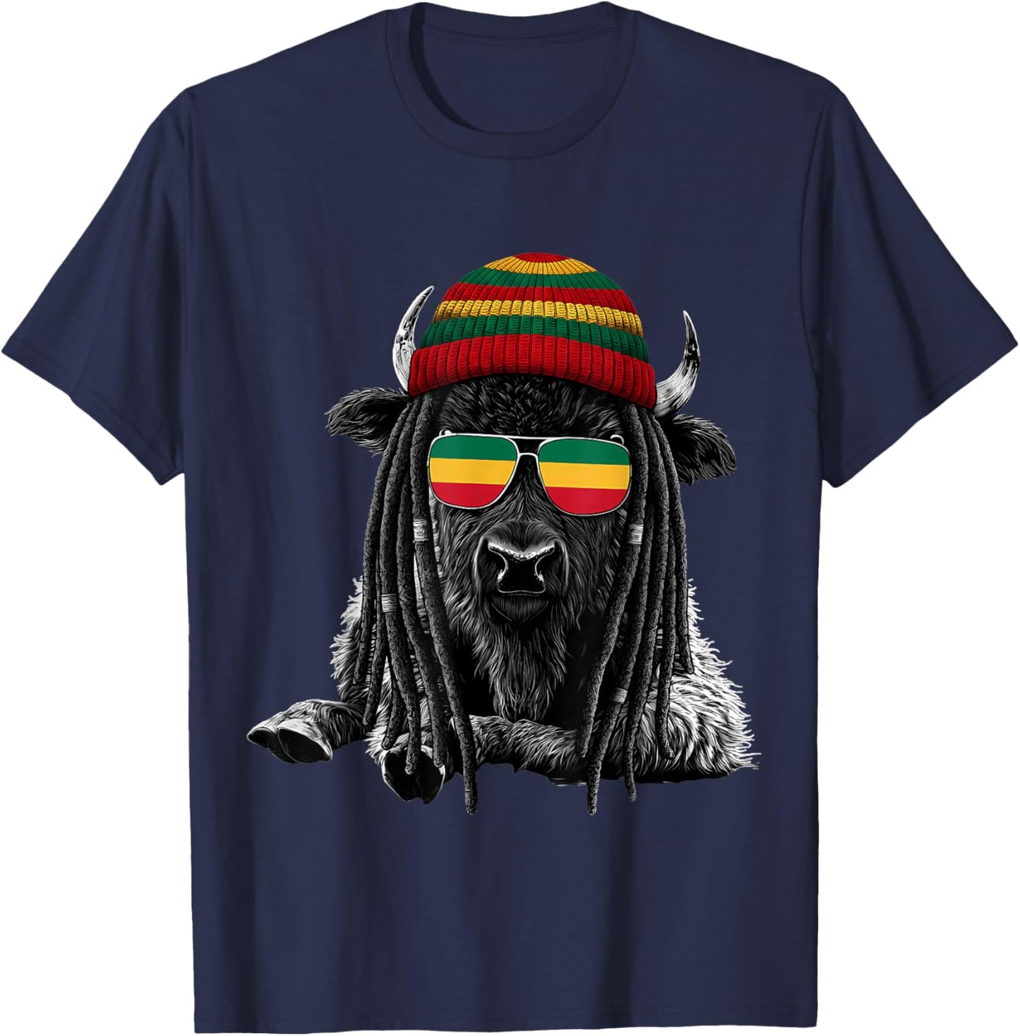 Rasta Reggae Music Rastafarian Roots Jamaican Rastafari T-Shirt - T-Shirt | Navy