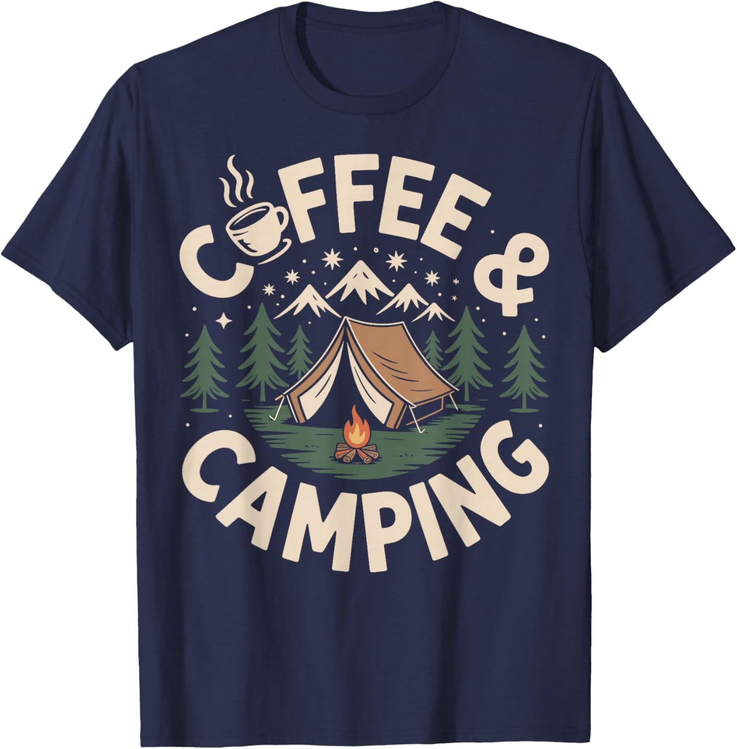 Coffee and Camping Camper T-Shirt - T-Shirt | Navy