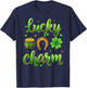 Lucky Charm Patricks Day Pot of Gold Irish Shamrock Rainbow T-Shirt - T-Shirt | Navy