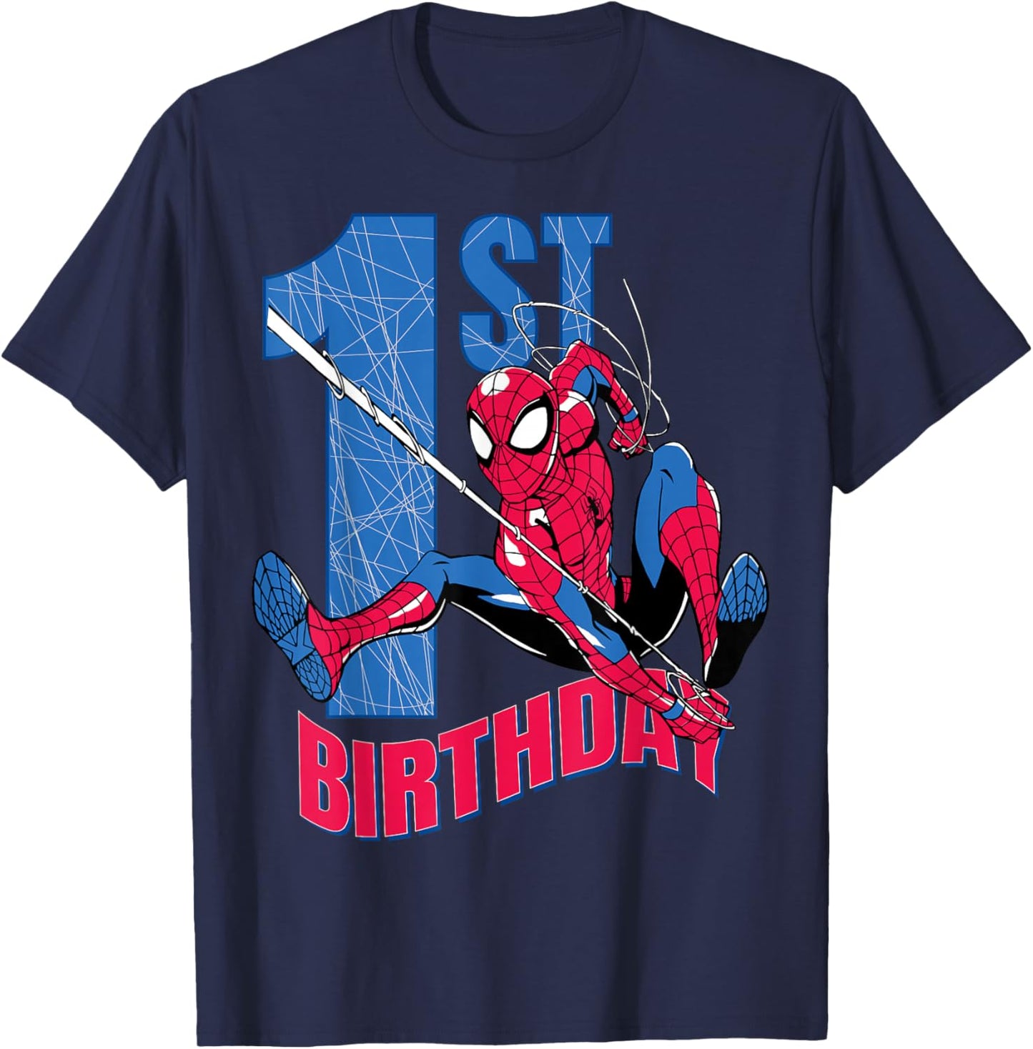 Marvel Comics Spider-Man 1st Birthday Hero Web Action T-Shirt - T-Shirt | Navy