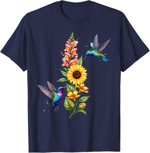 Watercolor Flower Nature Botanical Blooms Aesthetic T-Shirt - T-Shirt | Navy