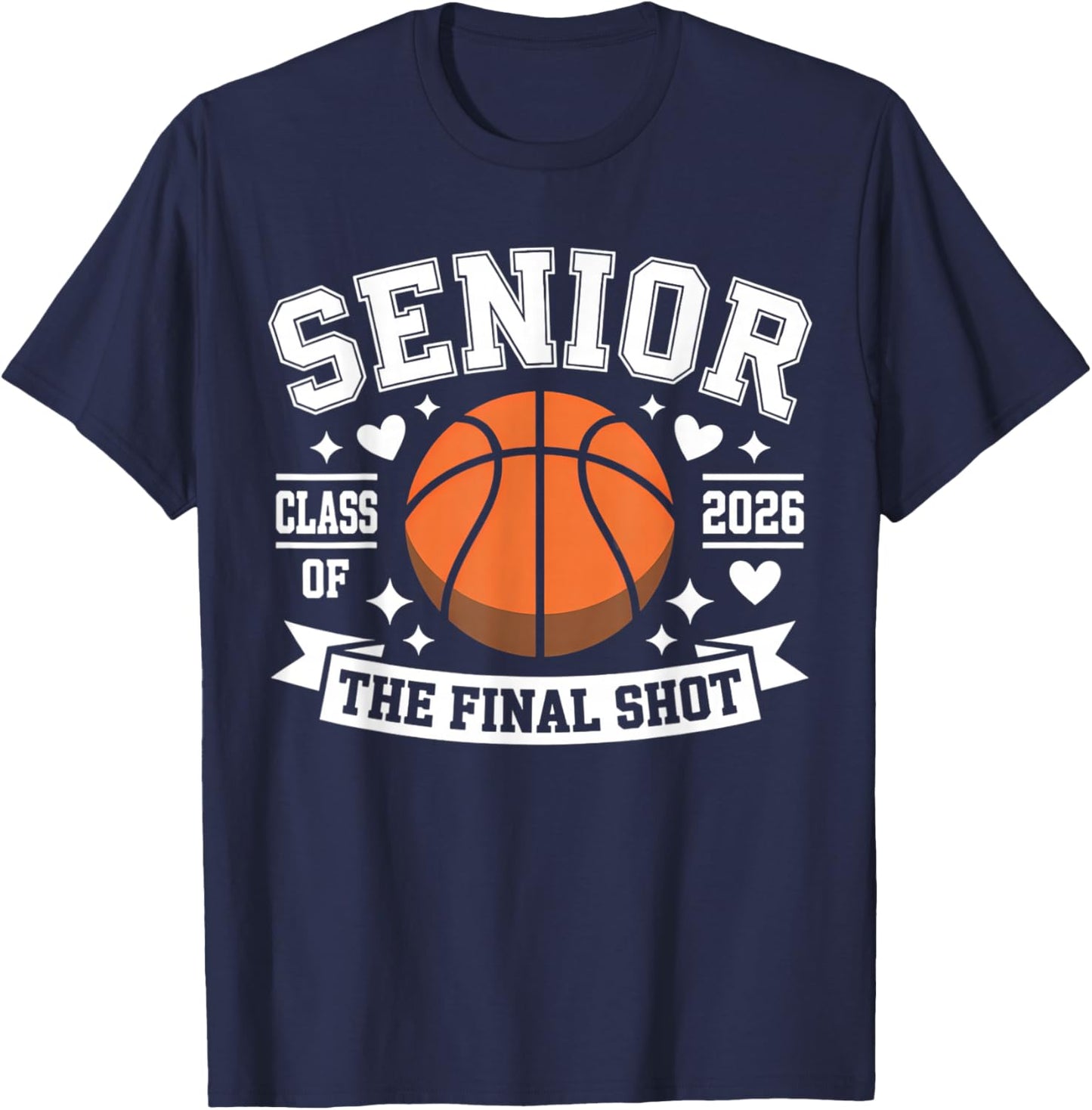 Senior Basketball Class of 2026 Crew Basketball Senior Night T-Shirt - T-Shirt | Navy