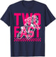Girl Race Dirt Bike 2nd Birthday Decorations Two Fast T-Shirt - T-Shirt | Navy