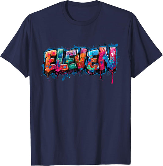 11th Birthday Eleven 11 Year Old Boys Girls Graffiti T-Shirt - T-Shirt | Navy