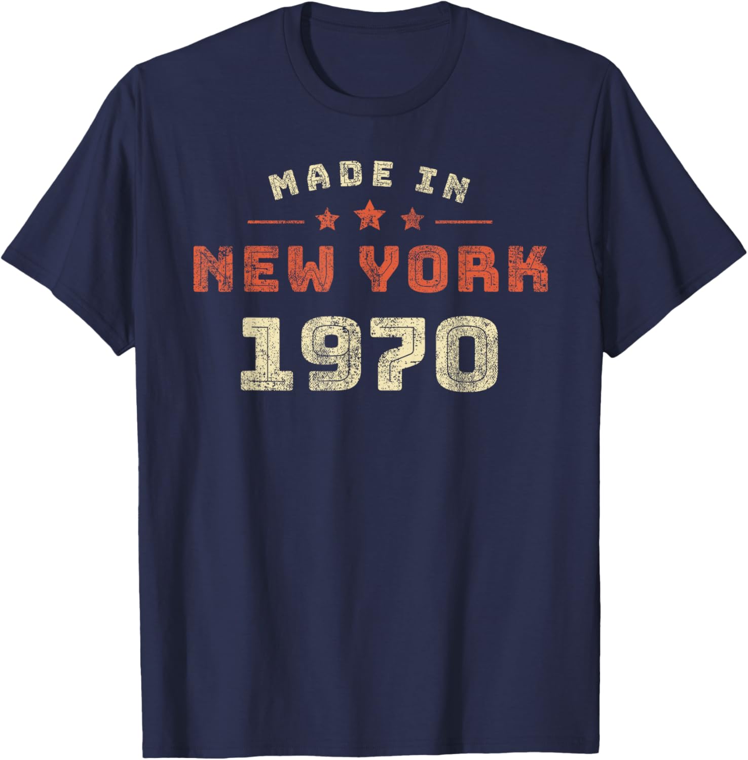 New York City 1970 Birth Year Retro Style Graphic T-Shirt - T-Shirt | Navy