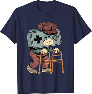 Funny Old Gaming Gamer Retro 80s 90s Video Game Old Gamer T-Shirt - T-Shirt | Navy