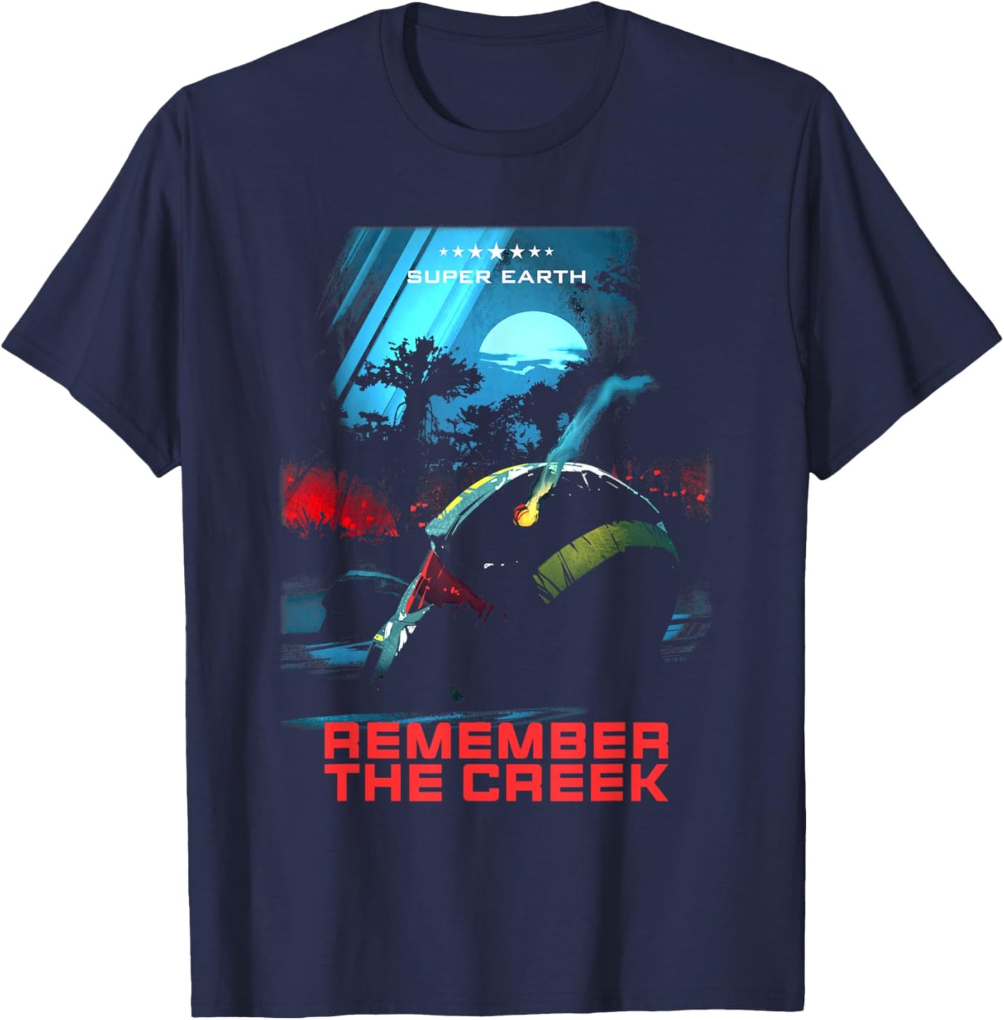 Helldivers 2 Remember The Creek Super Earth Video Game T-Shirt - T-Shirt | Navy