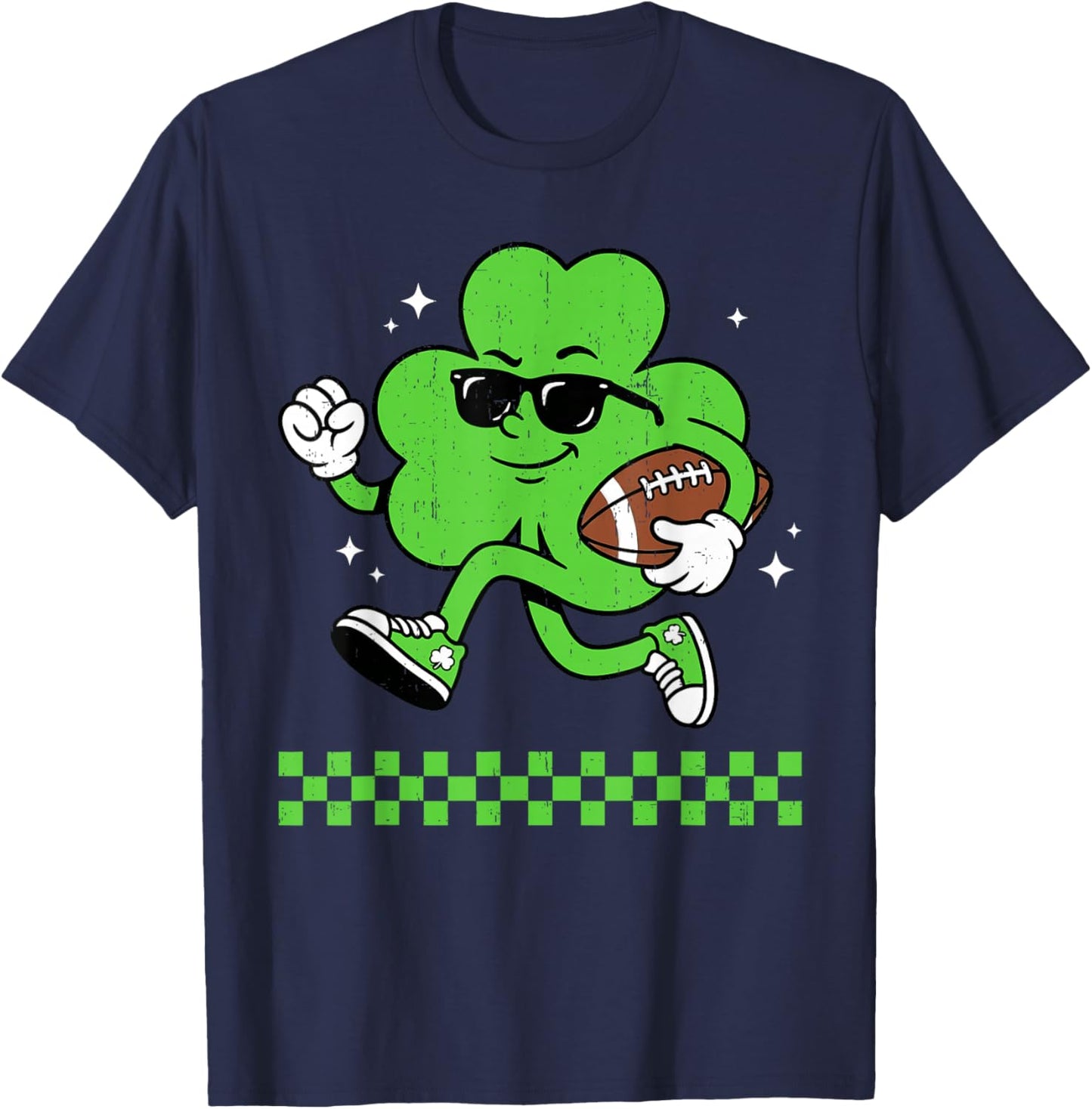 Lucky Shamrock Playing Football Funny St Patrick's Kids Boys T-Shirt - T-Shirt | Navy