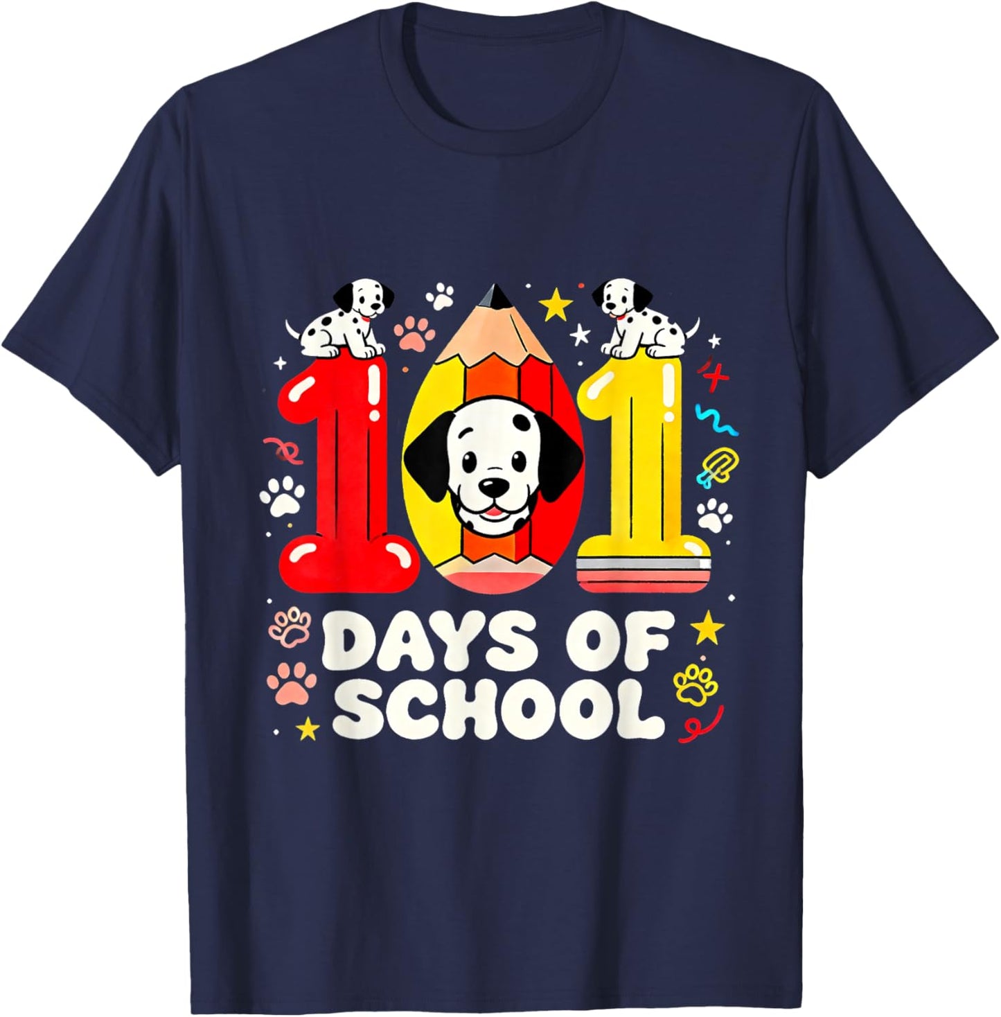 101 Days of School Cute Puppy Classroom Design T-Shirt - T-Shirt | Navy