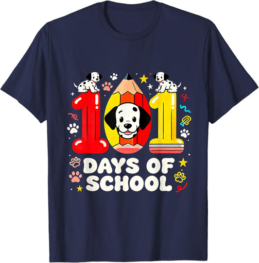 101 Days of School Cute Puppy Classroom Design T-Shirt - T-Shirt | Navy