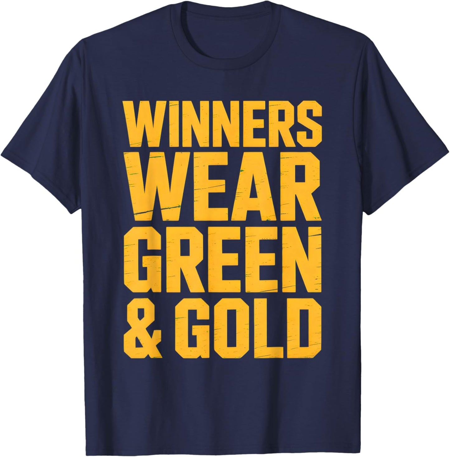 Bruh Winners WEAR Green & Gold Team Matching Game Day Boot T-Shirt - T-Shirt | Navy